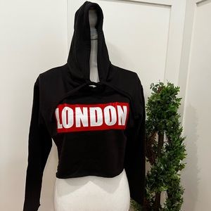 London crop sweatshirt hood